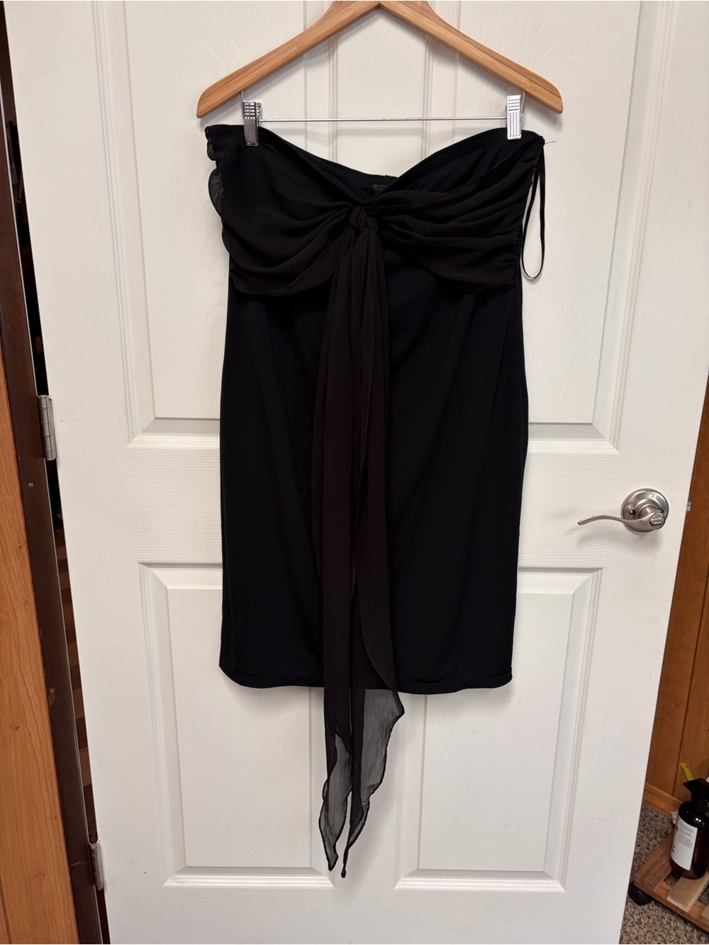 Strapless Black Knot-Front Cocktail Dress